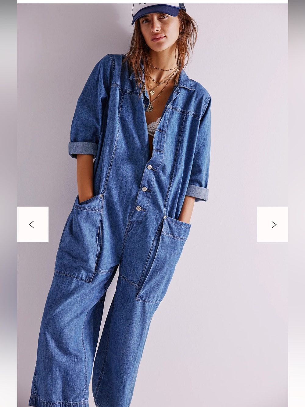 We The Free Margarita Denim Jumpsuit Medium Free People Utility Barrel Leg
